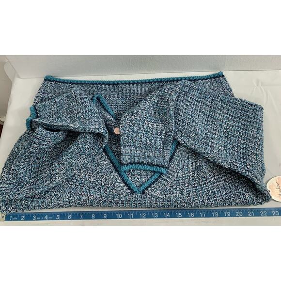 Harlow & Rose Sweater Womens Medium Blue V Neck Chunky Knit Pullover School Girl - Picture 7 of 8